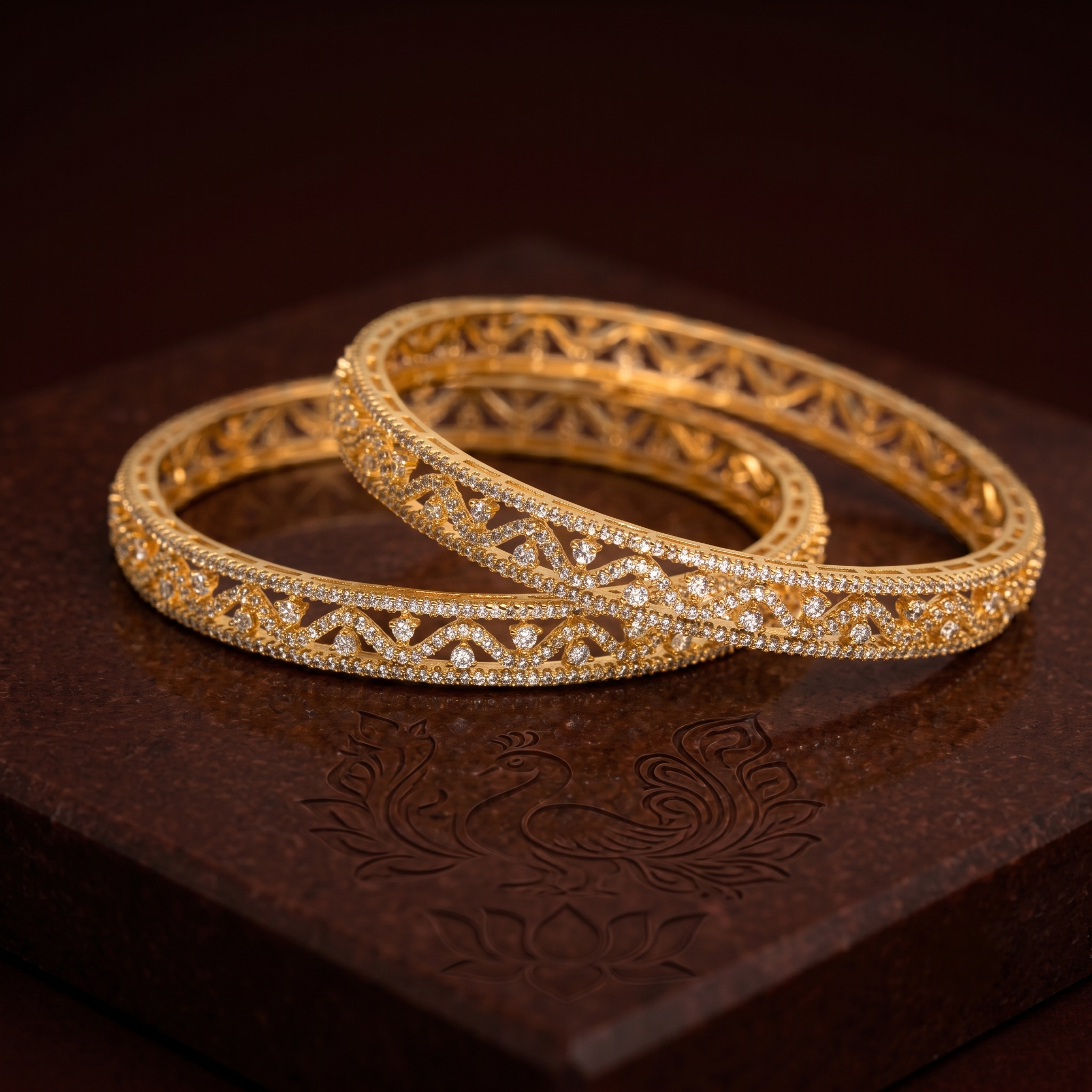 Party Wear AD Studded Bangle alternate angle - Avalna